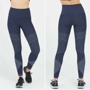 Spanx Look At Me Now Seamless Moto Casual Leggings Size Medium Indigo Sky